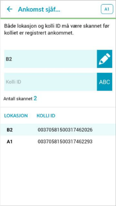 TODO: Skjermbilde – skann kolli
